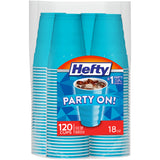 Blue Disposable Party On Plastic Cups, 18 oz, 120 Count