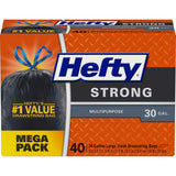 Strong Multipurpose Trash Bags, 30 Gallon, 40 Bags